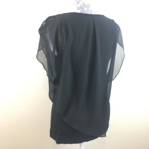 AB Studio Black Tank w/ Sheer Overlay Size Small - Picture 2 of 3